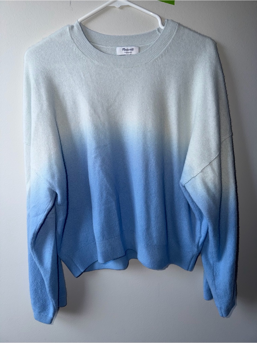 Madewell Ombre cashmere Crewneck Sweater in Cream and Light Blue